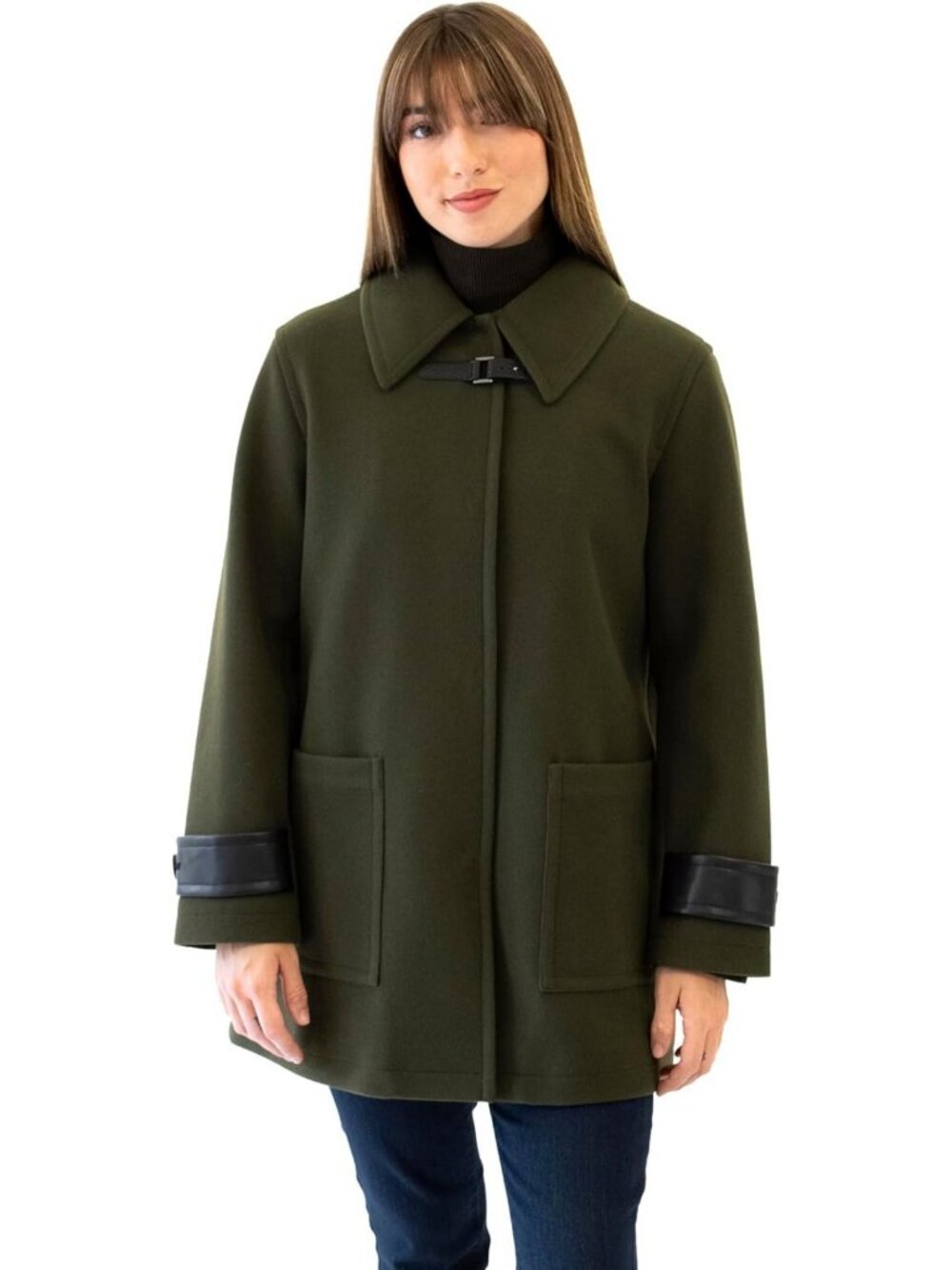 Chic Mid-Length Faux Wool Coat for Women - Stylish & Cozy Outerwear